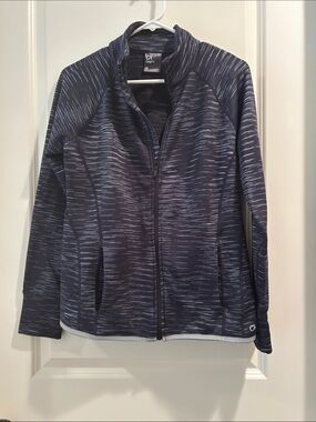 Gap Navy GapFit women’s Full-ZipUp Jacket fleece lined pockets thumbholes size M